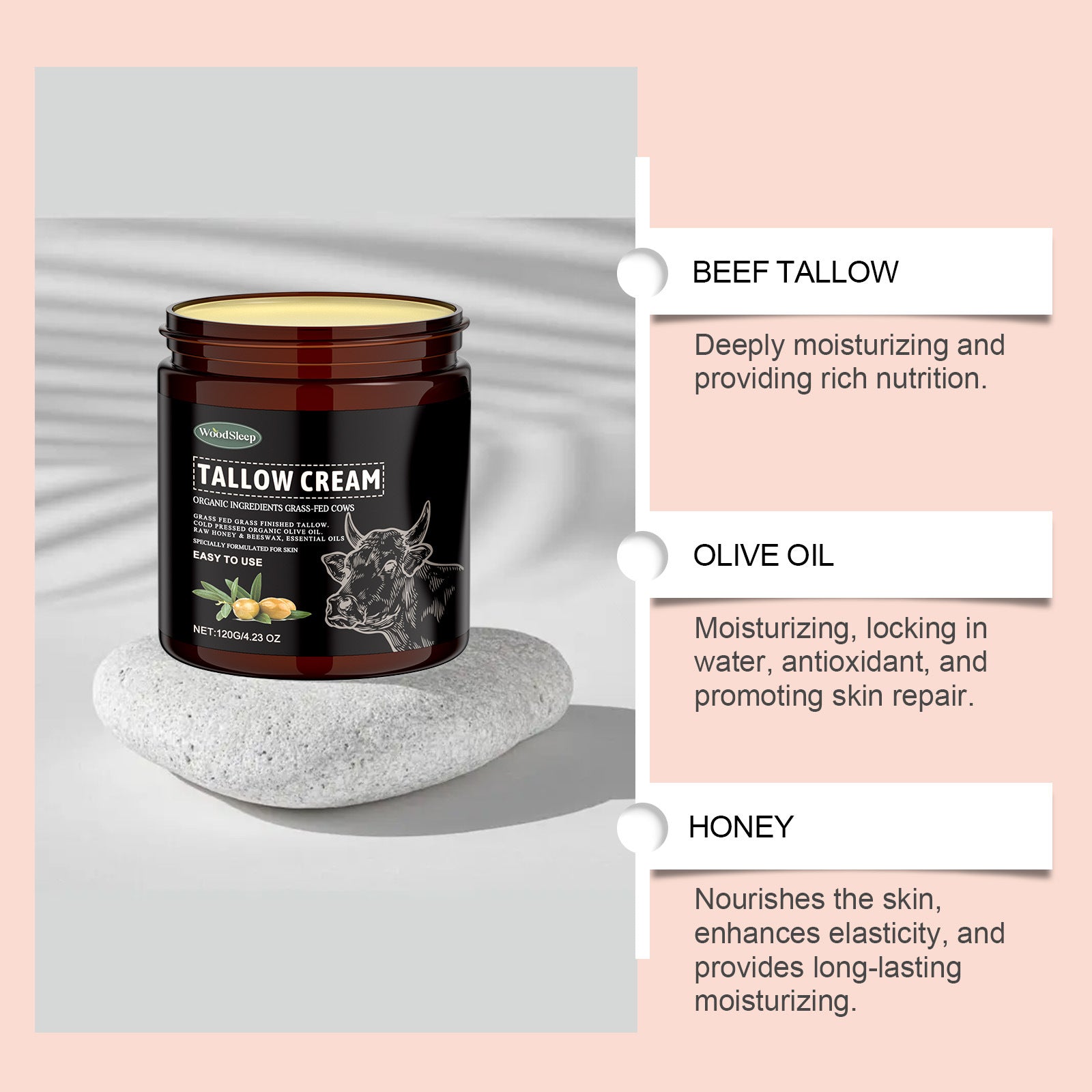 Beef tallow skin moisturizer skin care cream