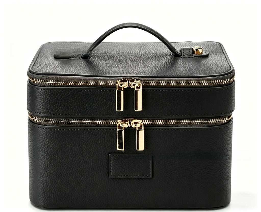Double Layer PU Leather Makeup Bag
