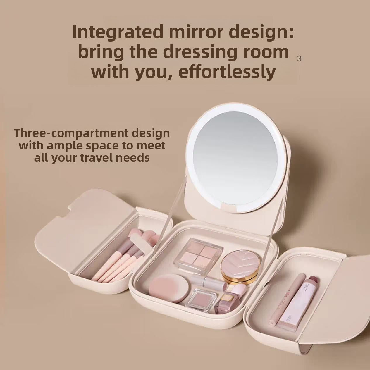 Portable LED Makeup Mirror with Adjustable Light