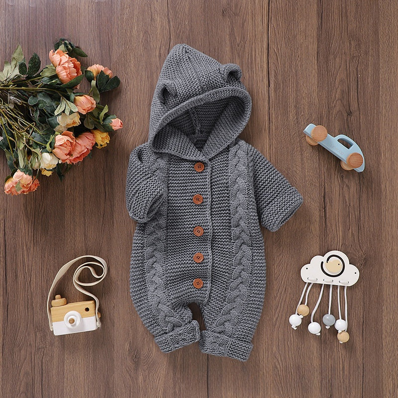 Childrens Knitted Hooded Romper