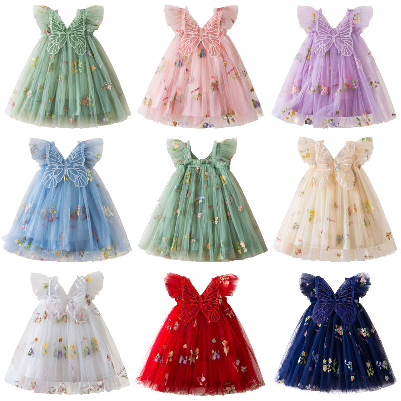 Girls Butterfly Wing Mesh Dress