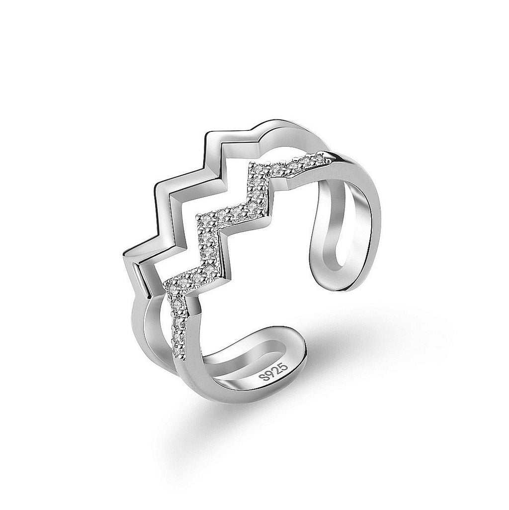 Girls Double Layer Simple Micro-inlaid Opening Ring