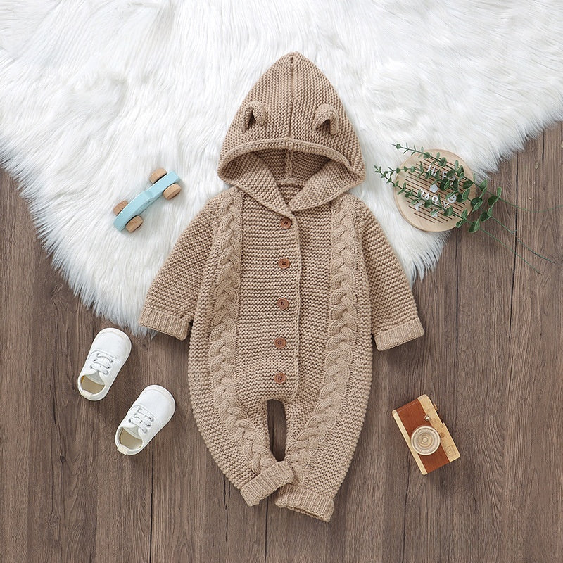 Childrens Knitted Hooded Romper