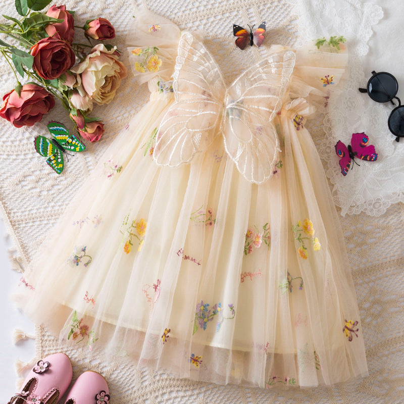 Girls Butterfly Wing Mesh Dress