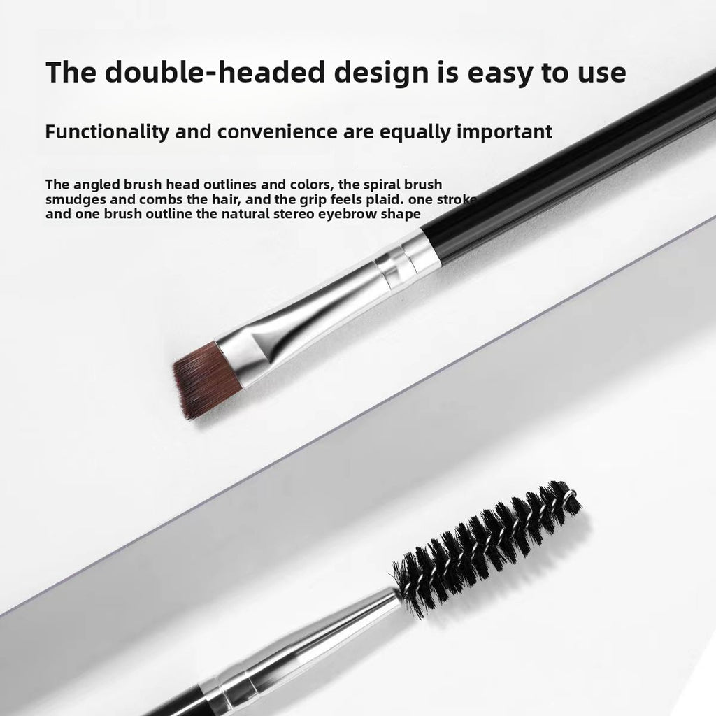 Dual Head Eyebrow Brush Spiral and Angled Makeup Tool
