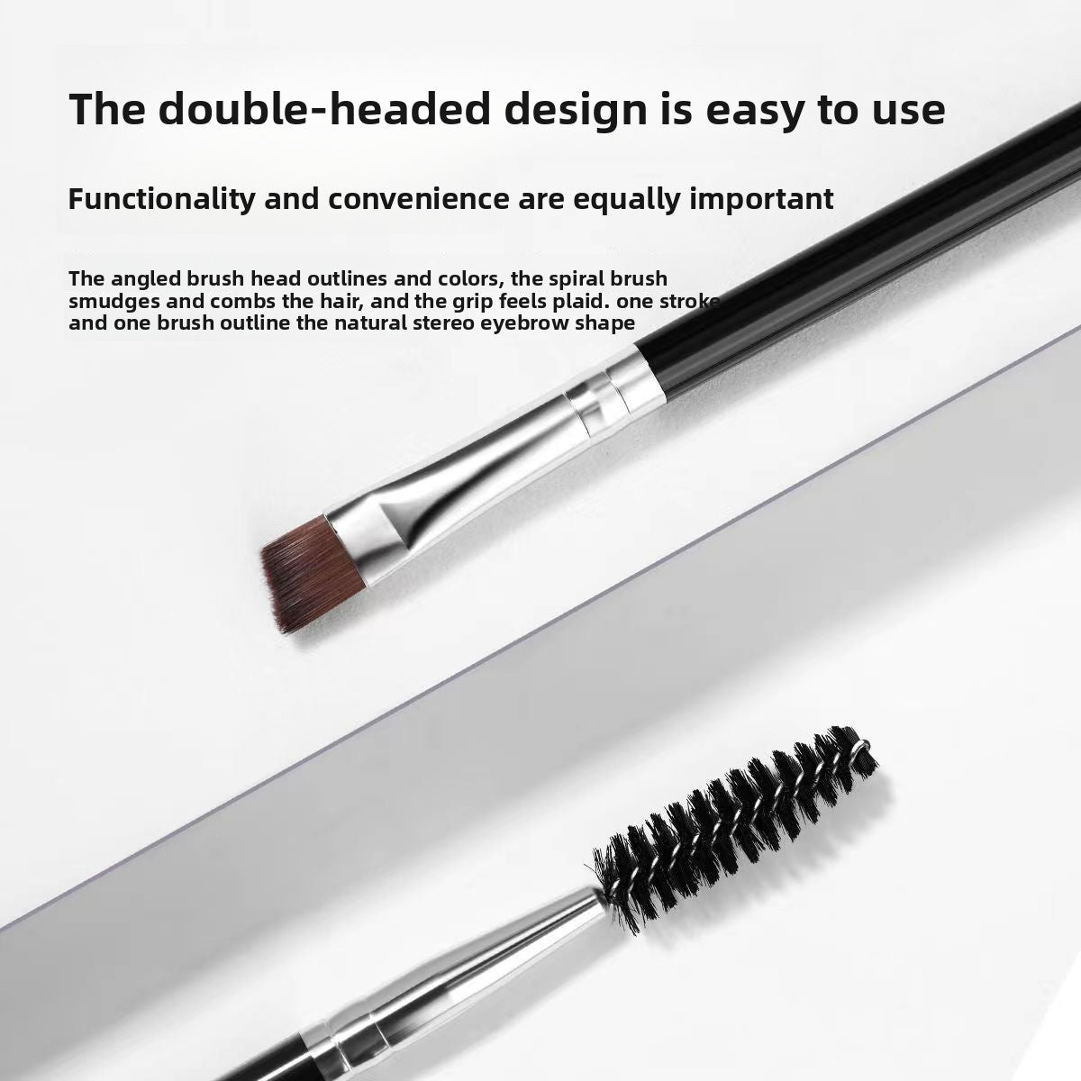 Dual Head Eyebrow Brush Spiral and Angled Makeup Tool