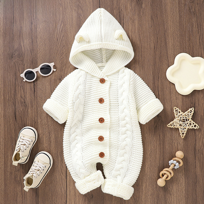 Childrens Knitted Hooded Romper