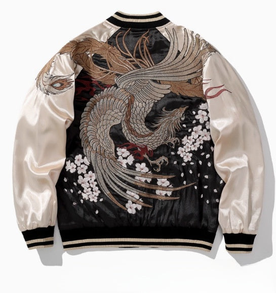 Spring and Autumn Chinese Style Heavy Industry Yokosuka Jacket Coat for Men and Women with Embroidered Nine-Tailed Fox Chinese Style Baseball Jacket Retro Personality