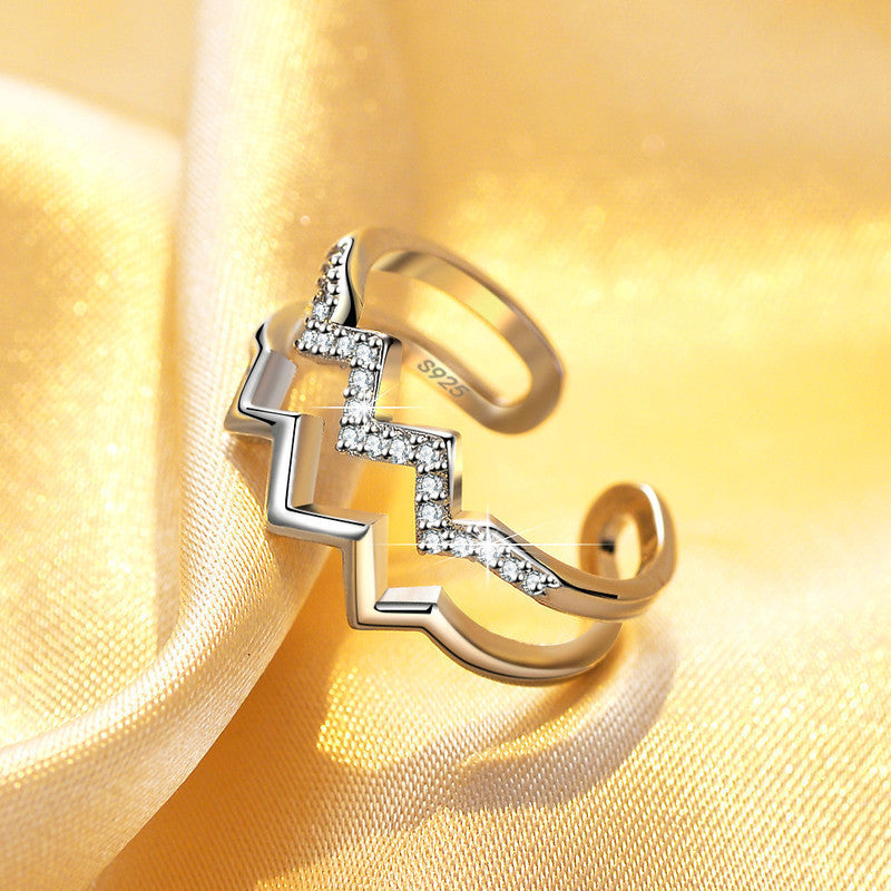 Girls Double Layer Simple Micro-inlaid Opening Ring