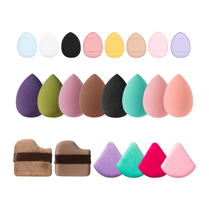 Soft Angled Makeup Sponge and Powder Puff Set