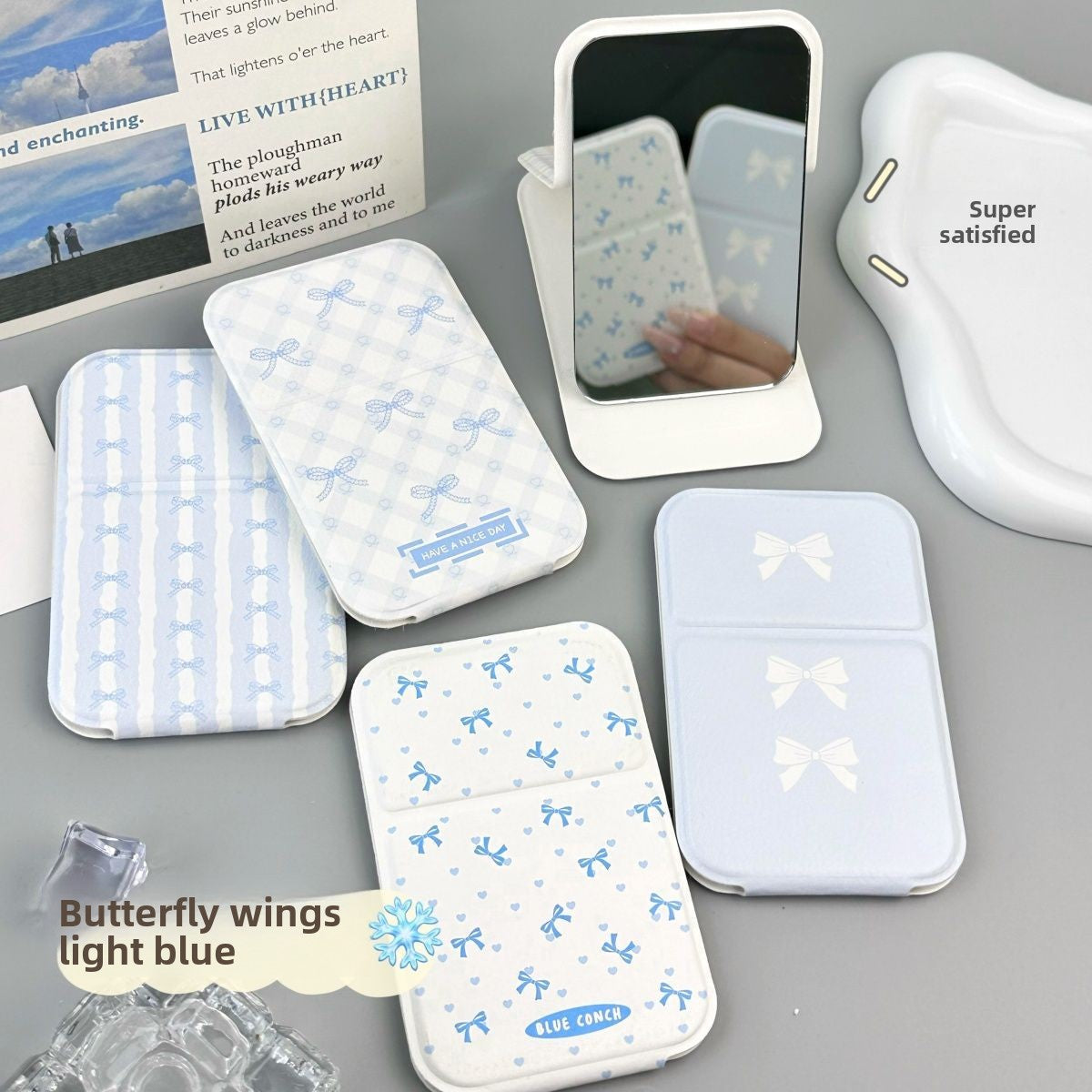 Portable Folding Makeup Mirror with Cute Designs