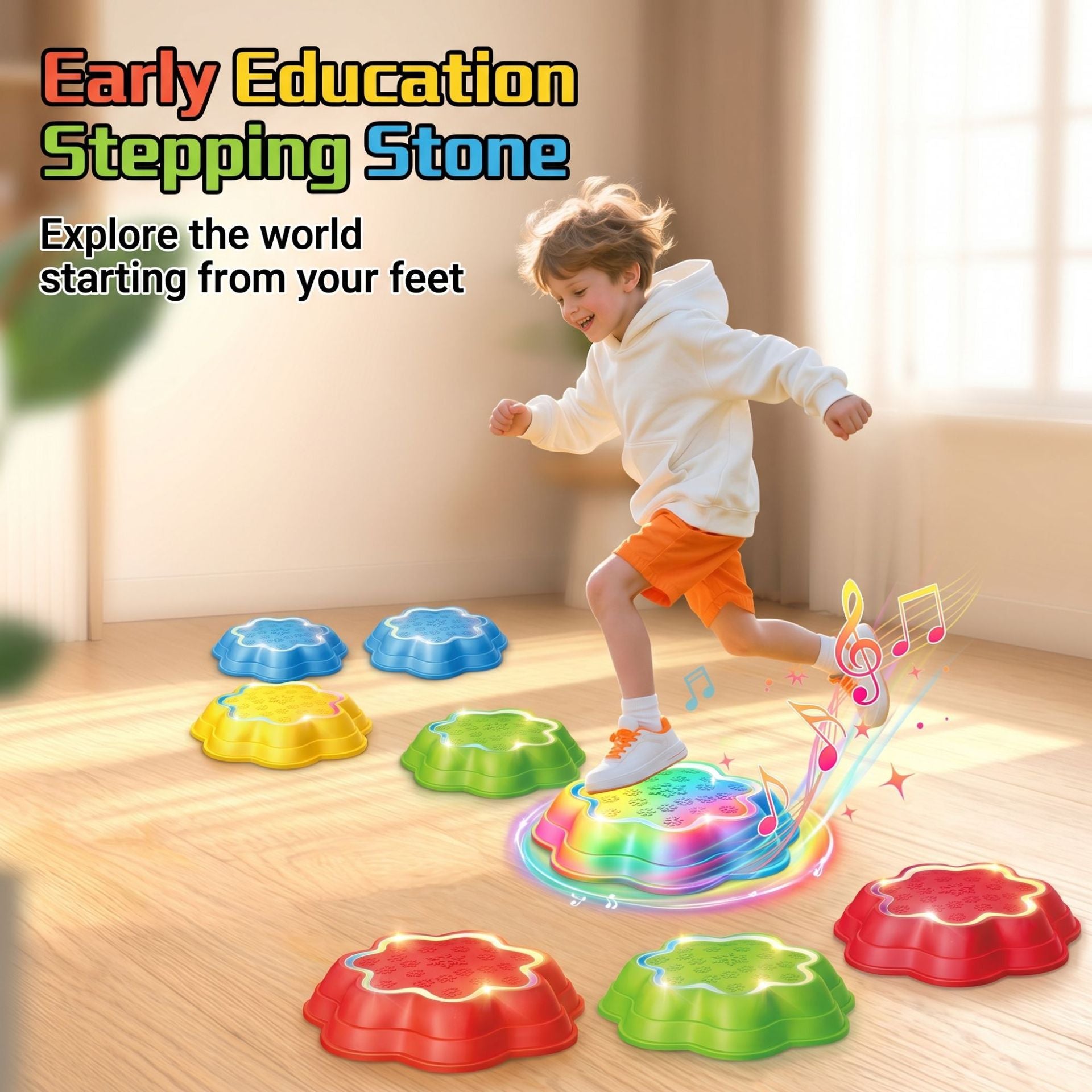 Musical Light Up Stepping Stones for Kids Balance Training