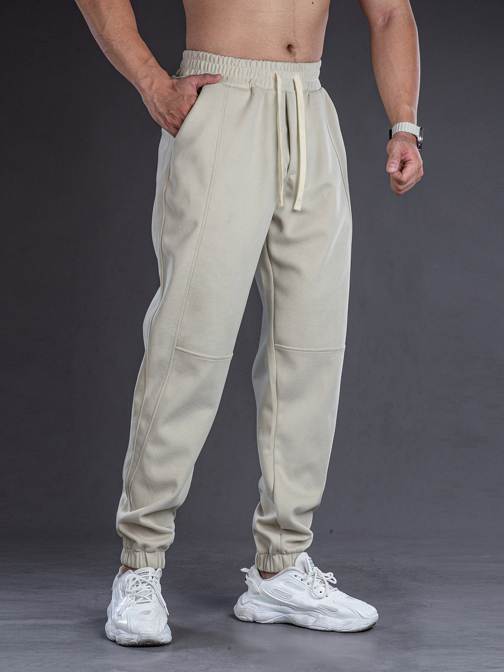 Men Solid Color Loose Fit Drawstring Sweatpants for Sports and Casual