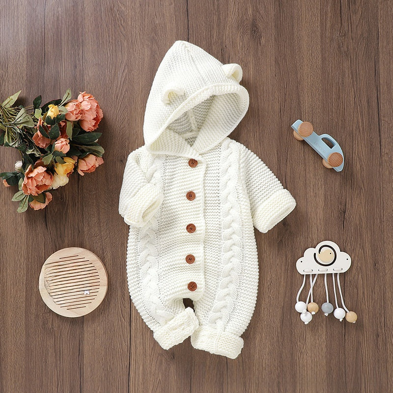 Childrens Knitted Hooded Romper