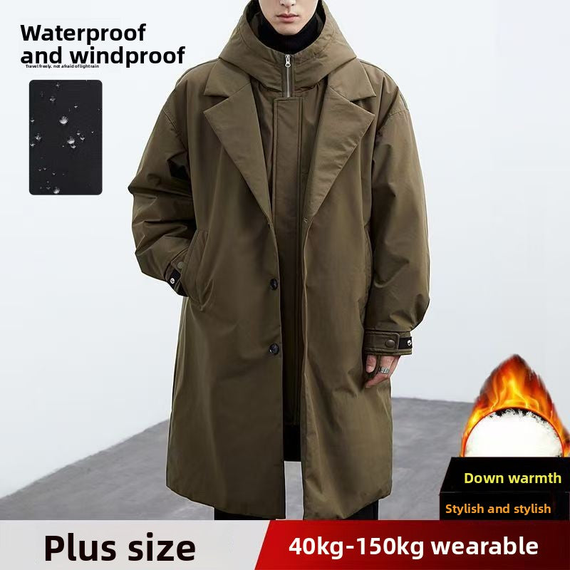 Mid-Length Hooded Trench Parka for Men