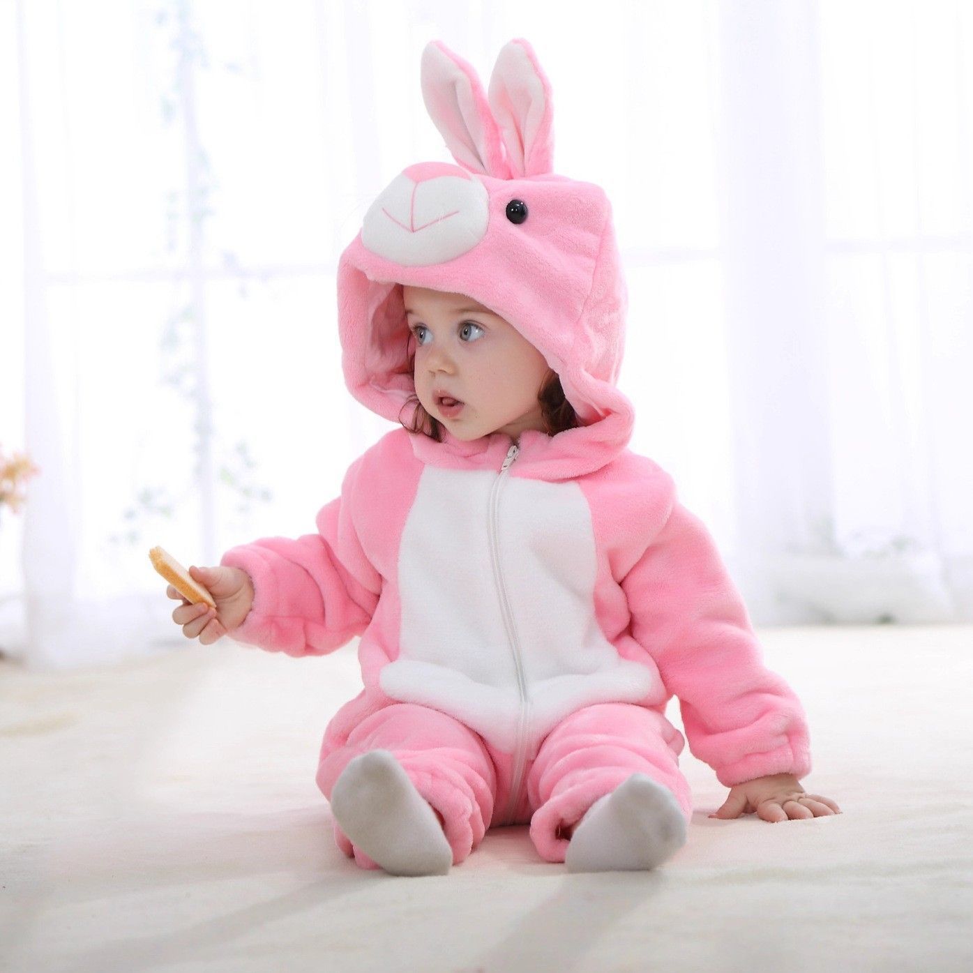 Infant Flannel Romper with Hood