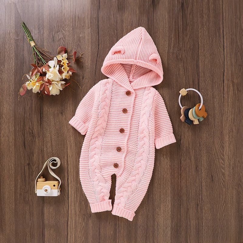 Childrens Knitted Hooded Romper