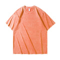 Vintage washed distressed T-shirt, half-sleeved pure cotton short-sleeved round-neck T-shirt for men