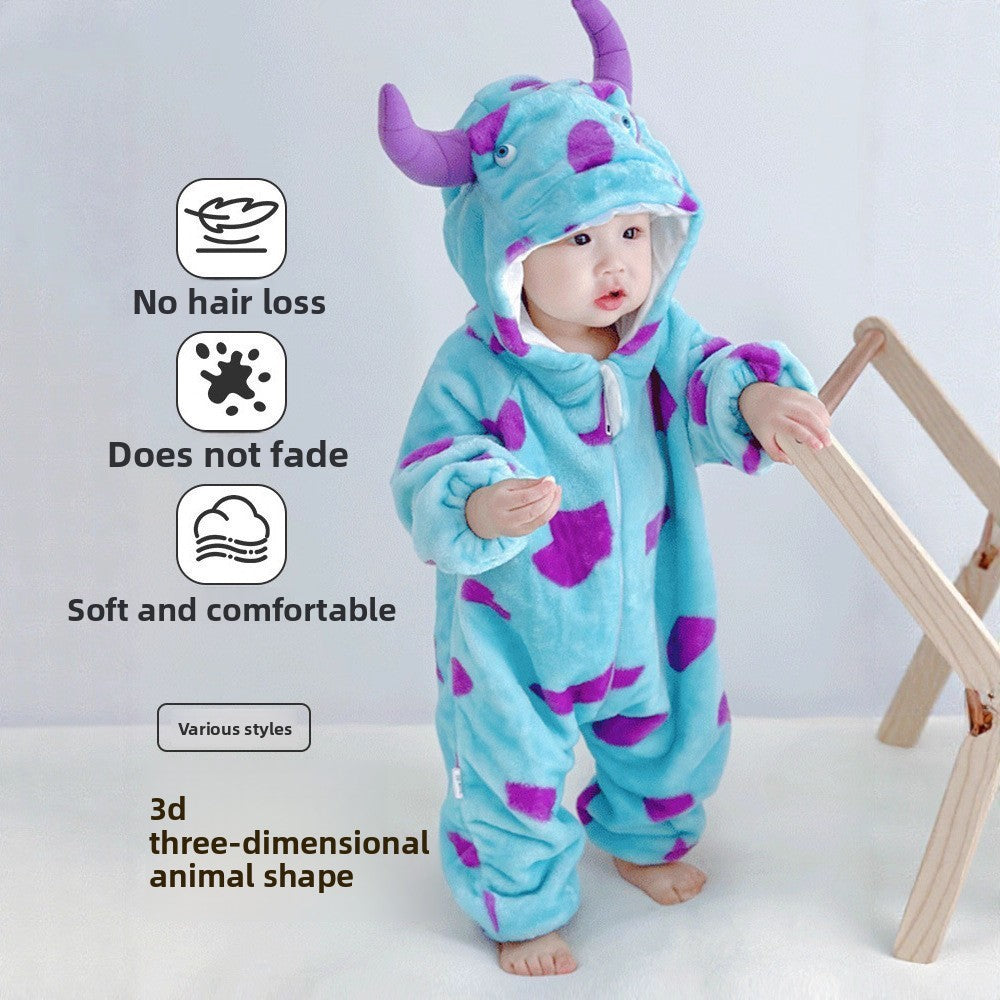 Infant Flannel Romper with Hood