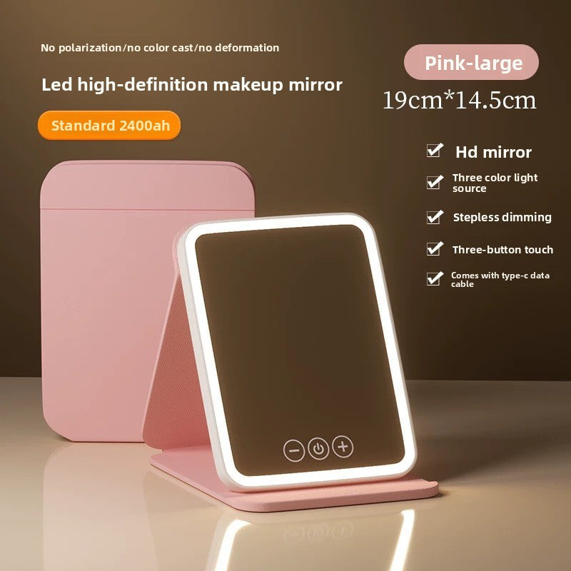 Folding LED Makeup Mirror with Adjustable Light