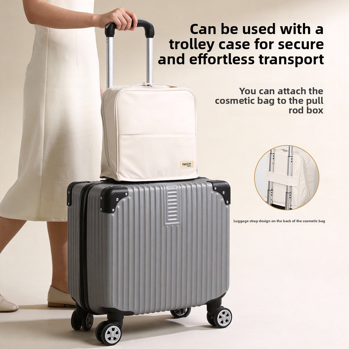 Vertical Makeup Bag with Mirror and Compartments