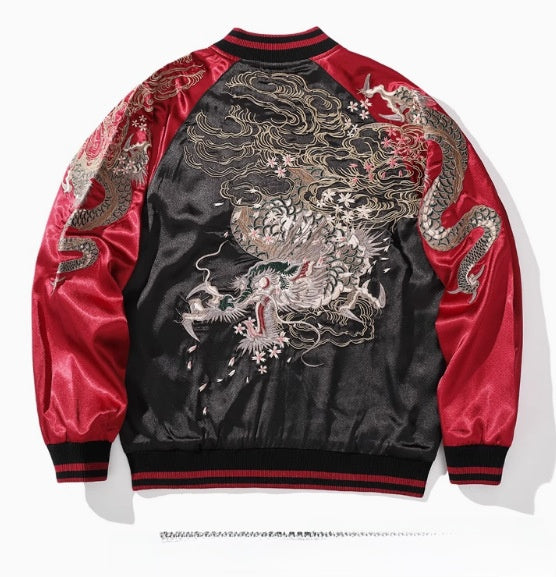 Spring and Autumn Chinese Style Heavy Industry Yokosuka Jacket Coat for Men and Women with Embroidered Nine-Tailed Fox Chinese Style Baseball Jacket Retro Personality