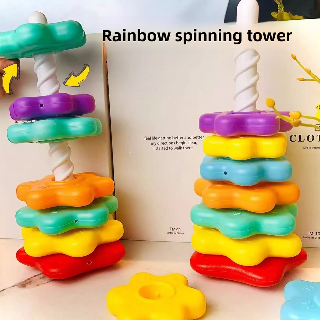 Rainbow Rotating Stacking Tower Toy for Infants
