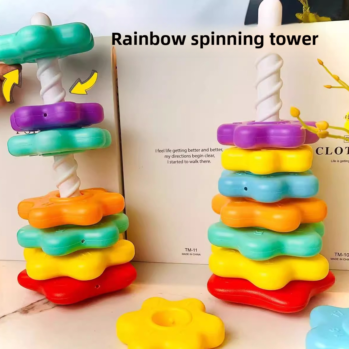 Rainbow Rotating Stacking Tower Toy for Infants
