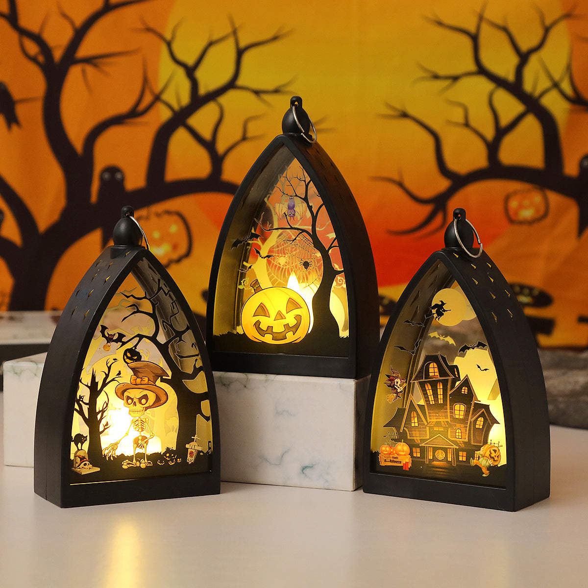 Halloween Pumpkin Lanterns LED Handheld Lights for Kids Party Decorations