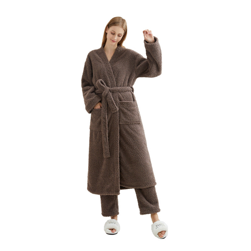 Coral Fleece Long Nightgown for Men and Women