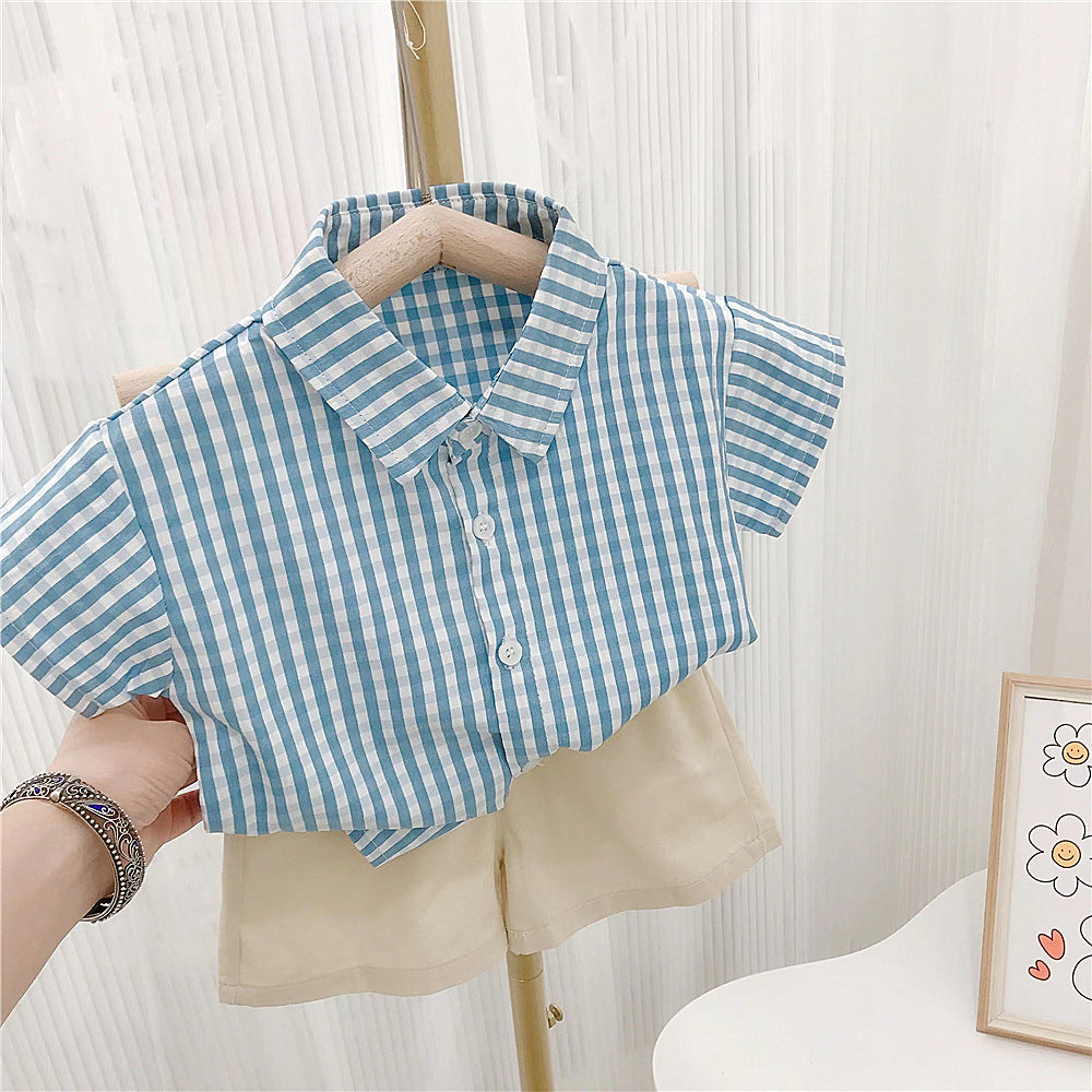 Kids Plaid Shirt and Shorts Set