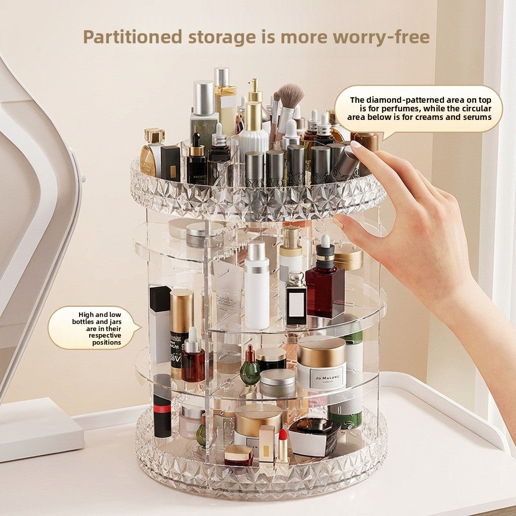 Rotating Makeup Storage Box Transparent Desktop Organizer