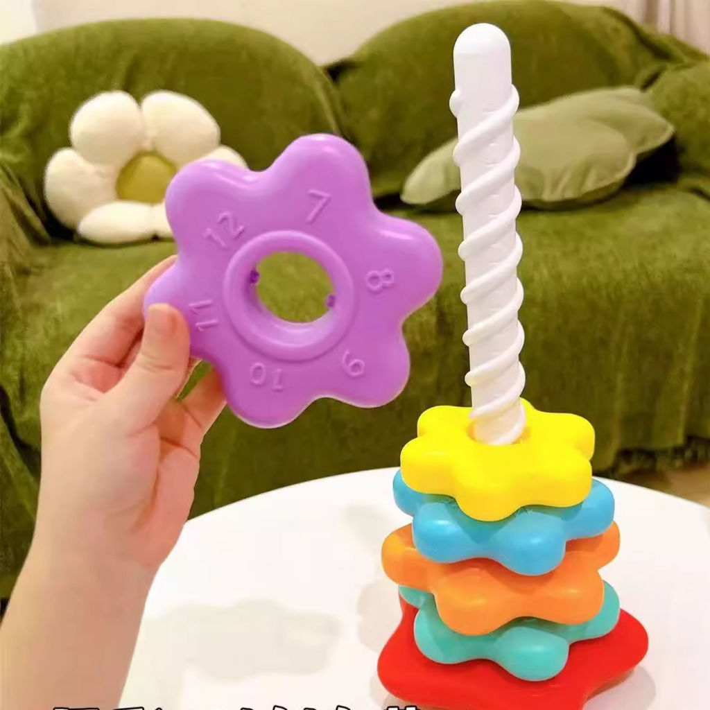 Rainbow Rotating Stacking Tower Toy for Infants