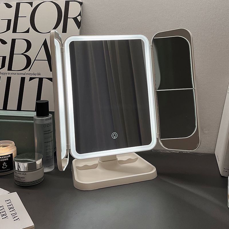 LED Makeup Mirror with Light Foldable Desktop