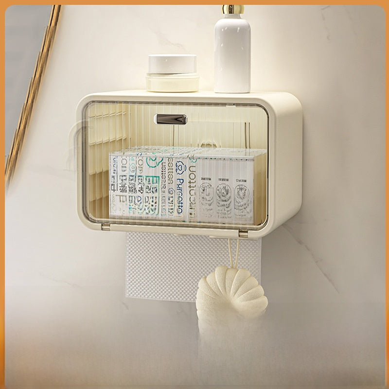 Face Towel Storage Box Punch-Free Wall-Mounted Makeup Storage Box