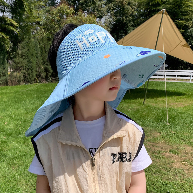 Kids USB Fan Sun Hat with Wide Brim
