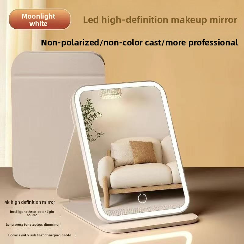 LED Makeup Mirror with Light Foldable Desktop