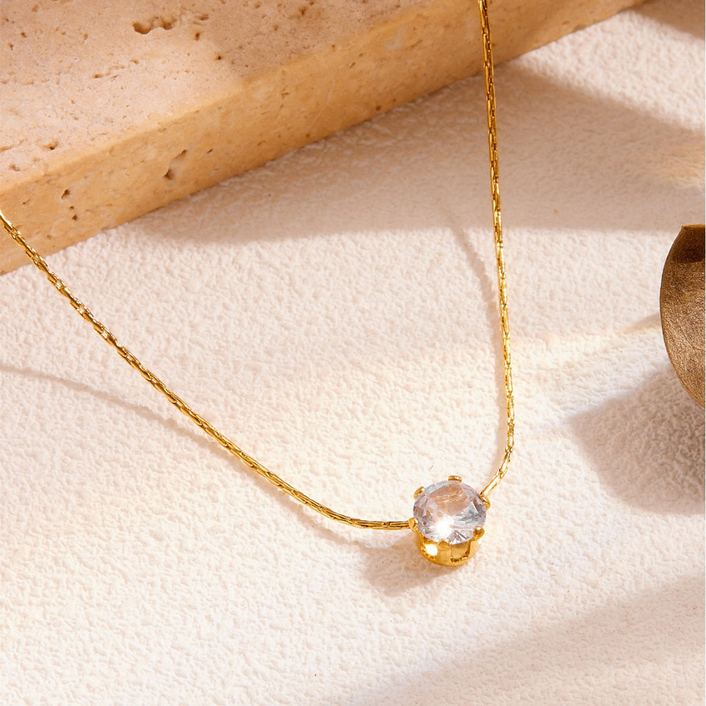 Geometric Zircon Titanium Steel Necklace
