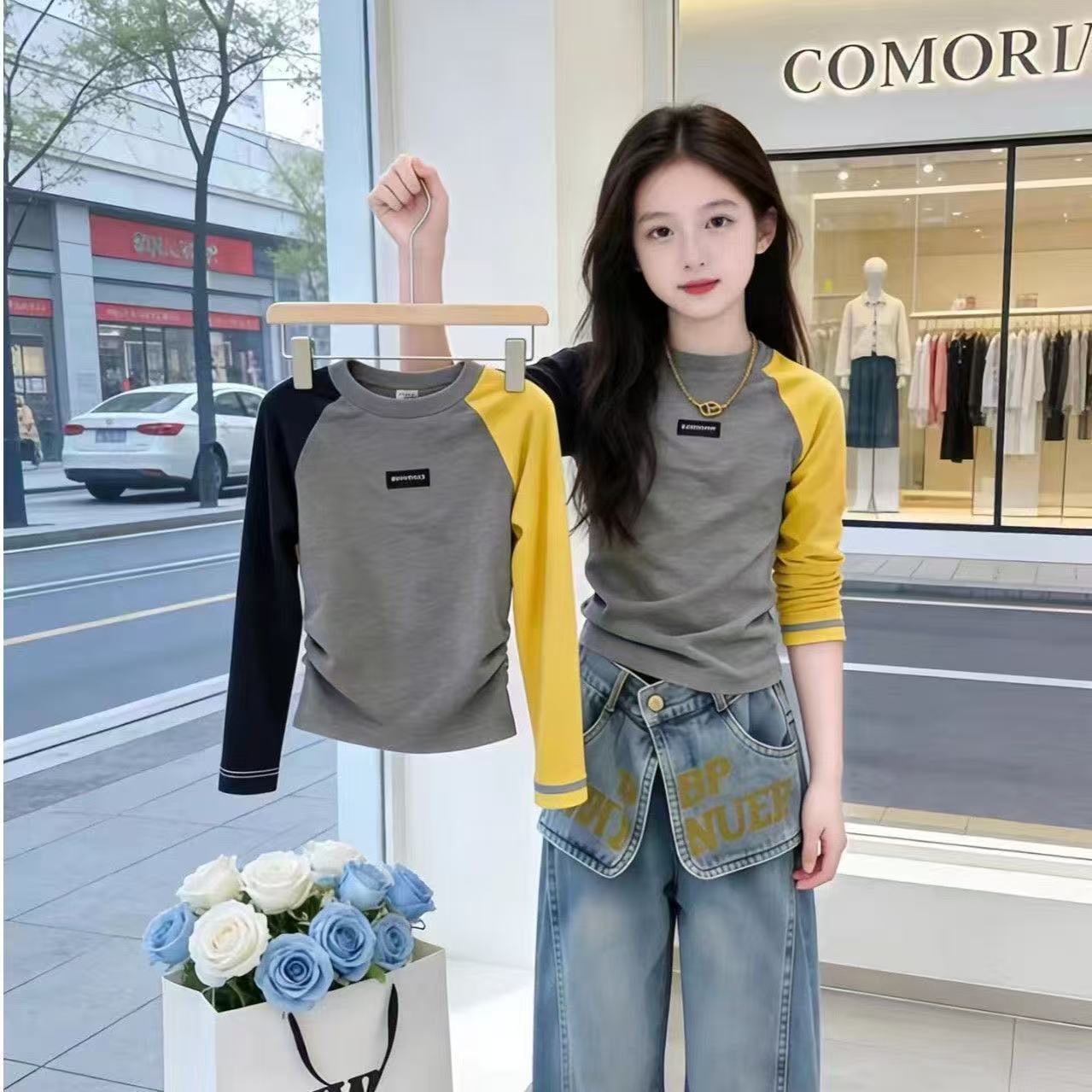 Girls Long Sleeve T-Shirt and Jeans Set