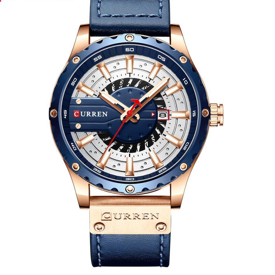 Curren Mens Waterproof Calendar Leather Watch