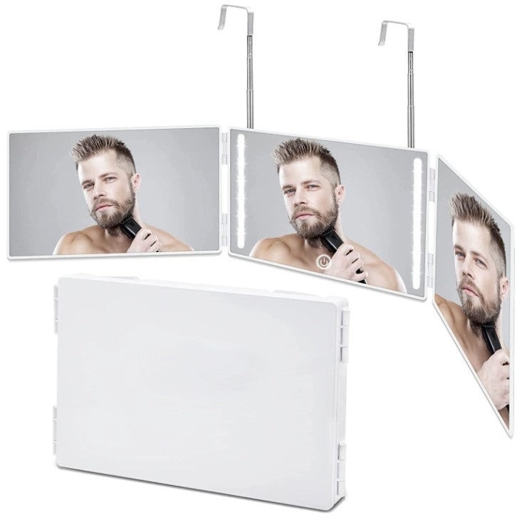 Adjustable Three-Way LED Makeup Mirror with Hanging Hook