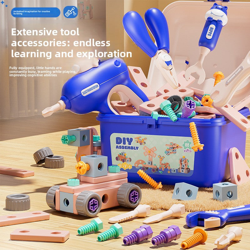 Kids Assembly Screw Tool Box with Electric Drill