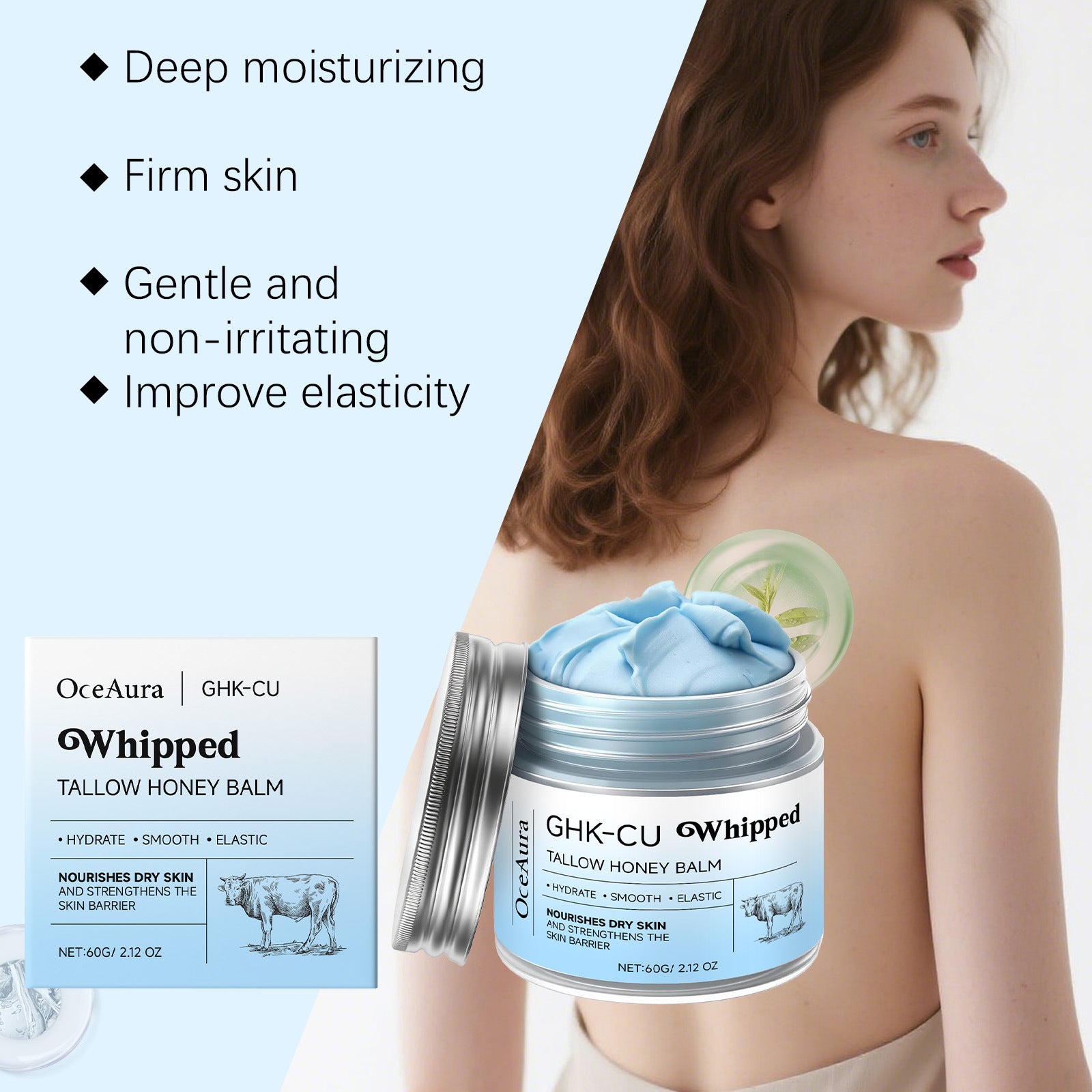 Oceaura Beef Tallow Honey Skincare Balm