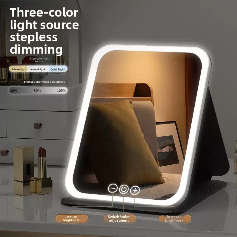 Folding LED Makeup Mirror with Adjustable Light