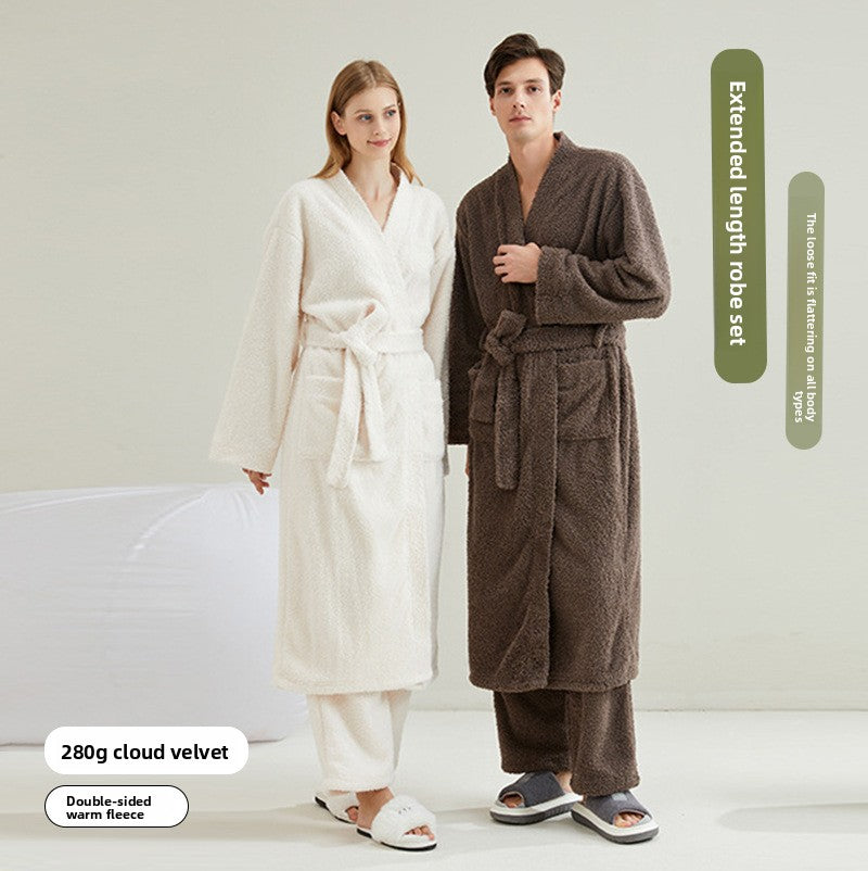 Coral Fleece Long Nightgown for Men and Women