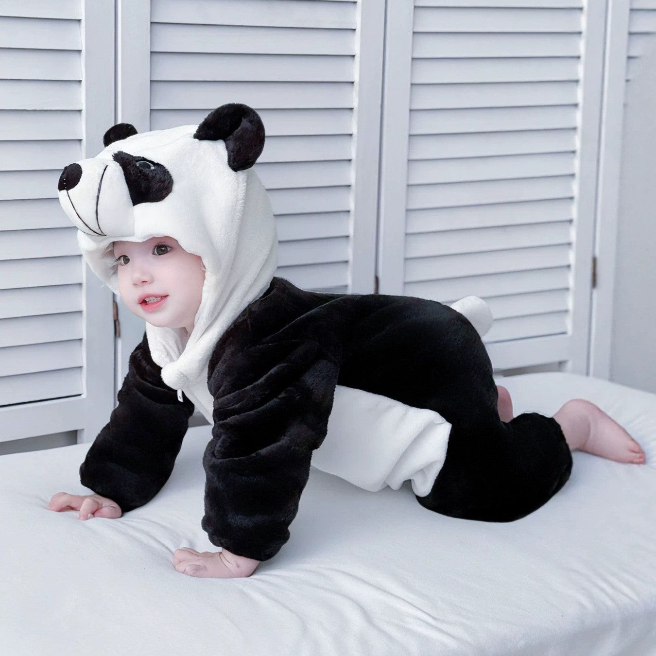 Infant Flannel Romper with Hood